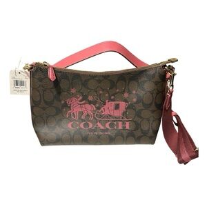 Coach Clara Shoulder Bag CN686 Signature Canvas Horse & Sleigh